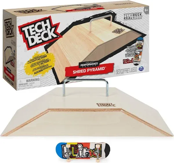 TECH DECK Performance Series, Shred Pyramid Set with Metal Rail and Exclusive Blind Fingerboard, Made with Real Wood, Kids Toy for Boys and Girls Ages 6 and up