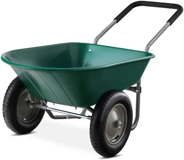 Best Choice Products Dual-Wheel Home Utility Yard Wheelbarrow Garden Cart W/Buil