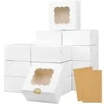 Moretoes 30pcs White Bakery Box with Window 6x6x3in for Small Pie, Cookies, Cupcakes and Pastry