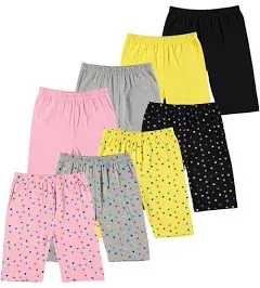 Pink Angel Kids Girls Cotton Spandex Bike Shorts, Solid Plain Sports Activewear Dance Bottoms - 8 Pack, Assorted Colors