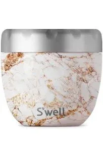 S'well Stainless Steel Triple-Layered Vacuum Eats 2-in-1 Nesting Food Bowls, 16 oz, Calacatta Gold