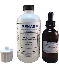 Phenolphthalei<wbr/>n Indicator 1% Solution 1 Pint Bottle plus 1 Dropper Bottle 50 ML