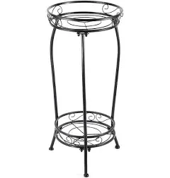 Kavlium Plant Stand Indoor Outdoor,Tall Black Metal Rustproof Stable Plant Stands,2 Tier 27.1 inch Multiple Plant Rack Holder Rack Flower Pot Stand