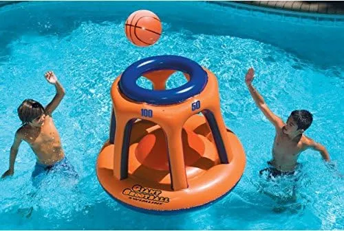 48 Orange and Blue Inflatable Giant Floating Shoot Ball Swimming Pool Game