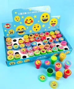 TINYMILLS 50 Pcs Emoji Assorted Stampers for Kids