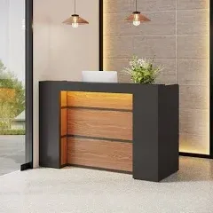 Modern Large Counter Table Front Desk with LED Lights