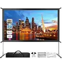 Projector Screen and Stand,JWSIT 80 inch Outdoor Movie Screen-Upgraded 3 Layers PVC 16:9 Outdoor Projector Screen,Portable Video Projection Screen with Carrying Bag for Home Theater Backyard