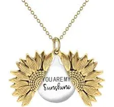 You Are My Sunshine Inspiring Engraved Necklace Memorial Hidden Message Sunflowe