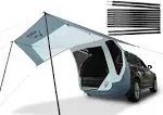 Poles Included SUV Tailgate Tent with Three Sides Awning Shade & Transmittance Mosquito Net, Hatchback Camping Sunproof Car Tent, Universal SUV