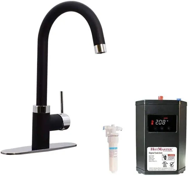 Westbrass HotMaster 3-in-1 Kitchen Faucet with DigitHot Instant Hot Water Tank and Single In-Line Water