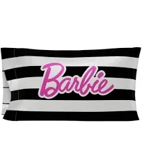 Barbie Pillow Case Striped Pink Black White Satin BRAND NEW Gift Birthday Girl