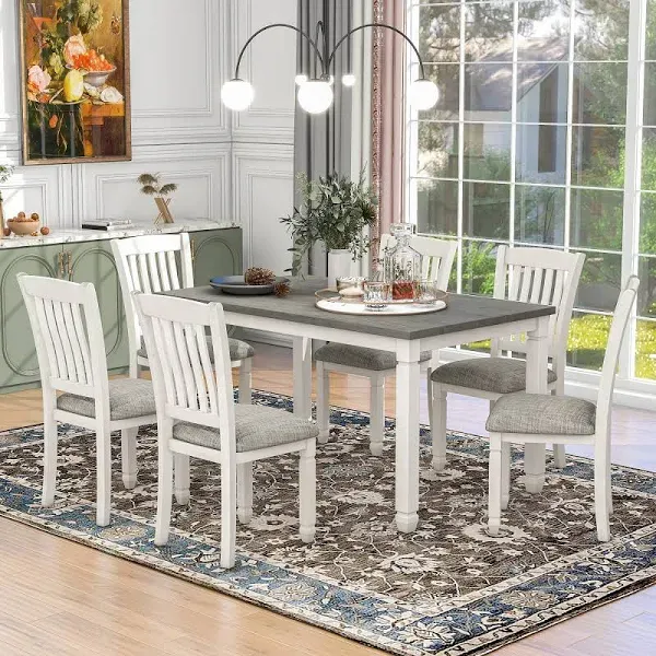 GEROJO Neoclassical 7-Piece Dining Table Set