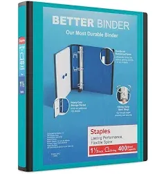 Staples 1 1/2&#034; 3-Ring Better Binder Holds 500 Sheets