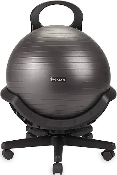 Gaiam Ultimate Fitness Core Balance Ball Chair with Swivel 5 Wheel Base, Black