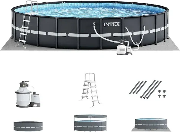 Intex Pool Set W/ Pump 14&#039; Round 42&#034; D Metal Frame