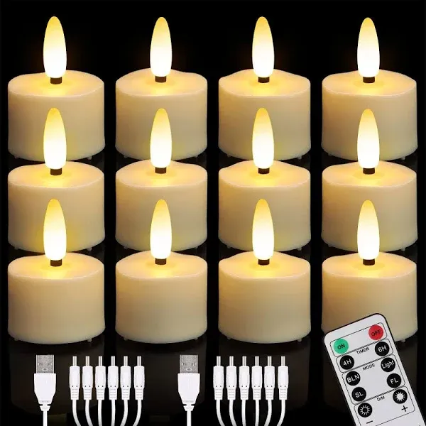 LED Rechargeable Tea Lights Candles with Remote, 6 pcs Battery Operated Tealight