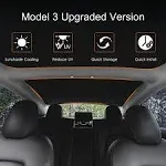 TopLight Upgrade Tesla Model 3 Sunshades 2022 2021 Premium Front & Rear Glass Roof Sunshade with Skylight Reflective Covers Set of 4 Foldable Double-Layered UV Protection Easy Installation