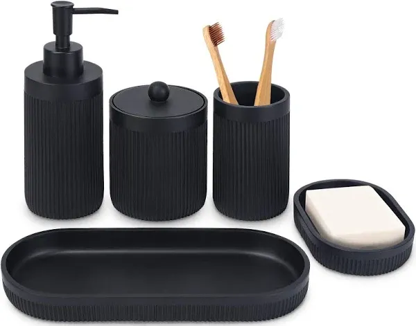 Bathroom Accessory Set 5pcslotion Soap Dispensertooth<wbr/>brush Holderqtip Holder Dis