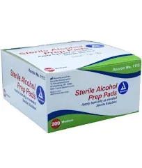 Dynarex Alcohol Prep Pads, Medical-Grade and Non-Woven Prep Pads, Saturated with 70% Isopropyl Alcohol, Rapid-Acting Antiseptic Wipes, 1-Ply, Medium, 1 Box of 200 Alcohol Prep Pads