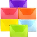 JAM PAPER Plastic Envelopes with Snap Closure - Legal Booklet - 9 3/4 x 14 1/2 - Assorted Colors - 6/Pack