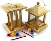 Mɑtty&#39;s Toy Stop Paint Your Own Deluxe Wooden Bird Feeders (Each Includes 4 Paints &amp; 1 Brush) Gift Set Bundle - 2 Pack