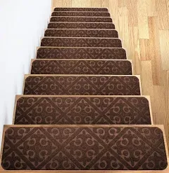 Carpet Stair Treads Set of 13 Non Slip Skid Rubber Runner Mats Rug Tread Indoor Outdoor Pet Dog Stair Treads Pads Stairway Carpet Rugs Brown 8" x 30"