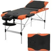 BestMassage Aluminium Frame Lash Bed 28in Wide Height Adjustable Table with Non-Woven Bag for Spa Footmassage Facial CareSpa Tattoo, 84 * 28inches, Orange, Black, Silver