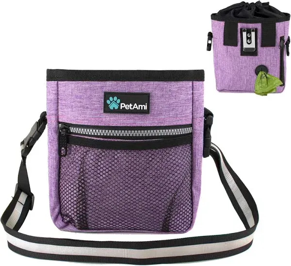 PetAmi Dog Treat Pouch | Dog Training Pouch Bag with Waist Shoulder Strap, Poop Bag Dispenser | Treat Training Bag for Treats, Kibbles, Pet Toys | 3