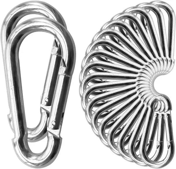 50Pack Heavy Duty Carabiners M8 5/16" Spring Snap 3Inch Zinc-Galvanized Steel Carabiner Clips Chain Quick Links Safety Connector for Hammock Swing Fitness Gym Outdoor Supplies Boating