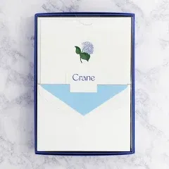 Crane & Co. Hand Engraved Blue Hydrangea Note- Pack of 20 Cards