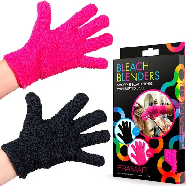 FRAMAR Bleach Blender Microfiber Gloves – Hair Dye Gloves, Pink Gloves For Hair Salon Supplies, Fuzzy Gloves, Reusable Gloves For Cleaning, Microfiber Mitt For Hairstylist Supplies, Hair Color Gloves