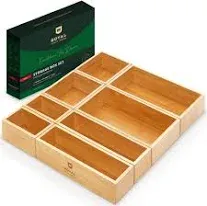 Luxury Bamboo Drawer Organizer Storage Box, Bin Set - Multi-Use Drawer Organi...