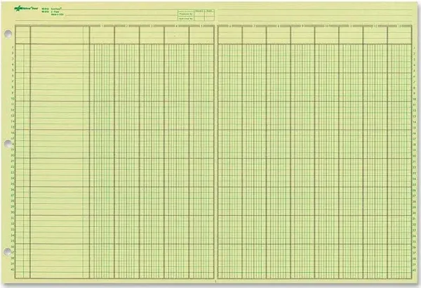 NATIONAL Analysis Pad, 13 Columns, Green Paper, 11 x 16.375", 50 Sheets (45613)