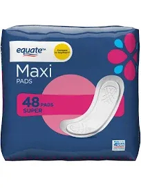 Equate Maxi Pads Super 48 Count