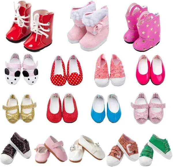 TOYYSB 6 Pairs of Doll Shoes 100% Get Boots Fits 14.5 inch Doll American Wellie Wishers Dolls