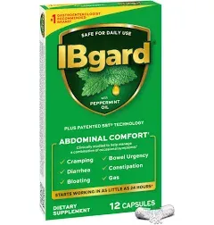 IBgard Gut Health Supplement, Peppermint Oil Capsules for Abdominal Comfort, 12 Capsules (Packaging May Vary)