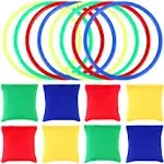 OOTSR 16pcs Nylon Bean Bags Plastic Rings Game Sets for Kids Ring Toss Game Booth Carnival Garden Backyard Outdoor Games Speed and Agility Training