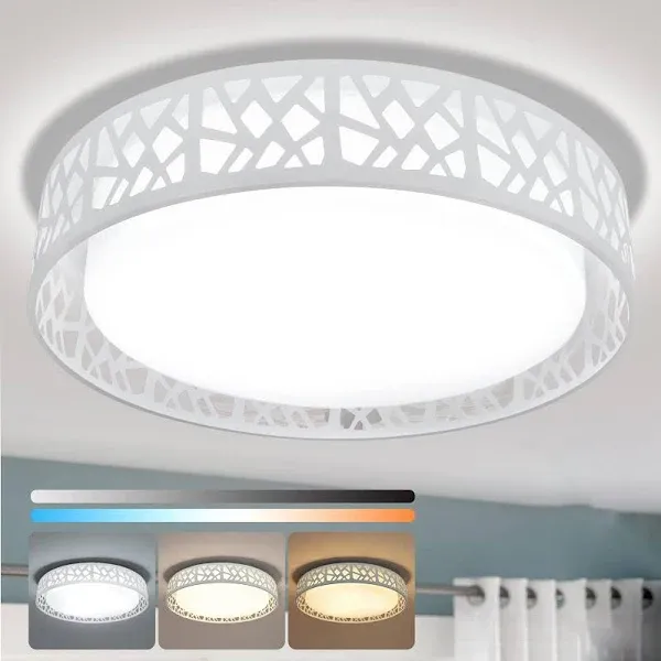 DLLT 35W Modern Dimmable Ceiling Light with Remote, 18.5 LED Round Flu