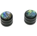 KAISH Pack of 2 Black Push On 6mm Guitar Abalone Top Dome Knobs Bass  Tele Knob