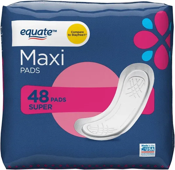 Equate Maxi Pads Super 48 Count