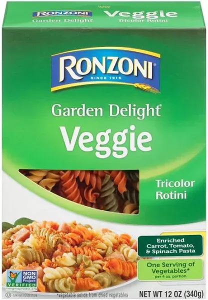 Ronzoni Garden Delight Rotini, Tricolor - 12 oz