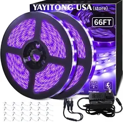 66ft LED Blacklight Strip Kit, 1200 LEDs, Flexible, 12V, for Parties &amp; Decor