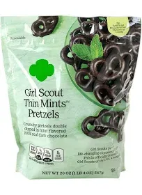 Girl Scout THIN MINTS PRETZELS Double Dipped Mint REAL Dark Chocolate 7.5 oz Bag