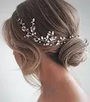 Earent Bride Wedding Crystal Hair Vine Bridal Long Headband Wedding Hair Piece R, Size: One size, Silver