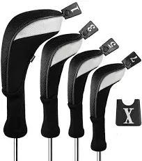 Andux 4pcs/Set Golf 460cc Driver Wood Club Head Covers Long Neck with Replaceable No. Tags