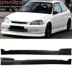 For 96-00 Honda Civic CS Style Unpainted Side Skirts Extension Rocker Panel PU