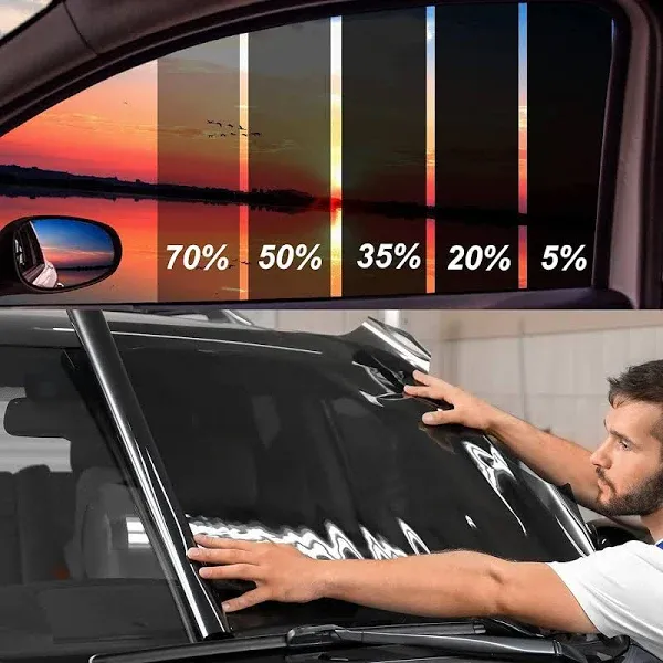 Heat-Resistant Window Tint Film for Cars: 24in x 15ft, Privacy &amp; Scratch Guard