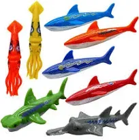 Haktoys Underwater Pool Diving Toy Set for Kids, Multicolor Sharks/Squids