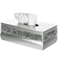 Silver Tissue Box Cover Rectangular - Decorative Bling Tissue Box Holder With...