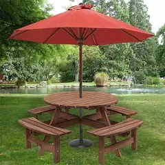 70.07 in. W Brown 8-Person Fir Wood Picnic Table